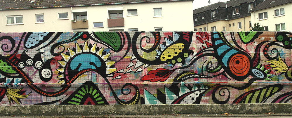 Graffiti, Essen-Südostviertel, an A40 Schallschutzwand